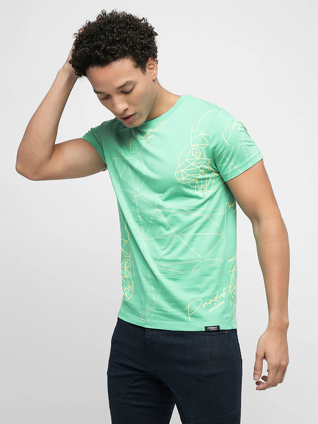 PRODUKT by JACK&JONES Aqua Green Doggo Print T-shirt - Image 3