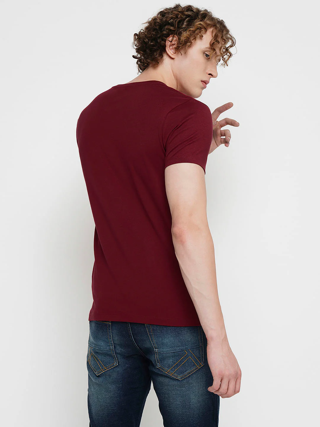 PRODUKT by JACK&JONES Dark Red Printed Crew Neck T-shirt - Image 4