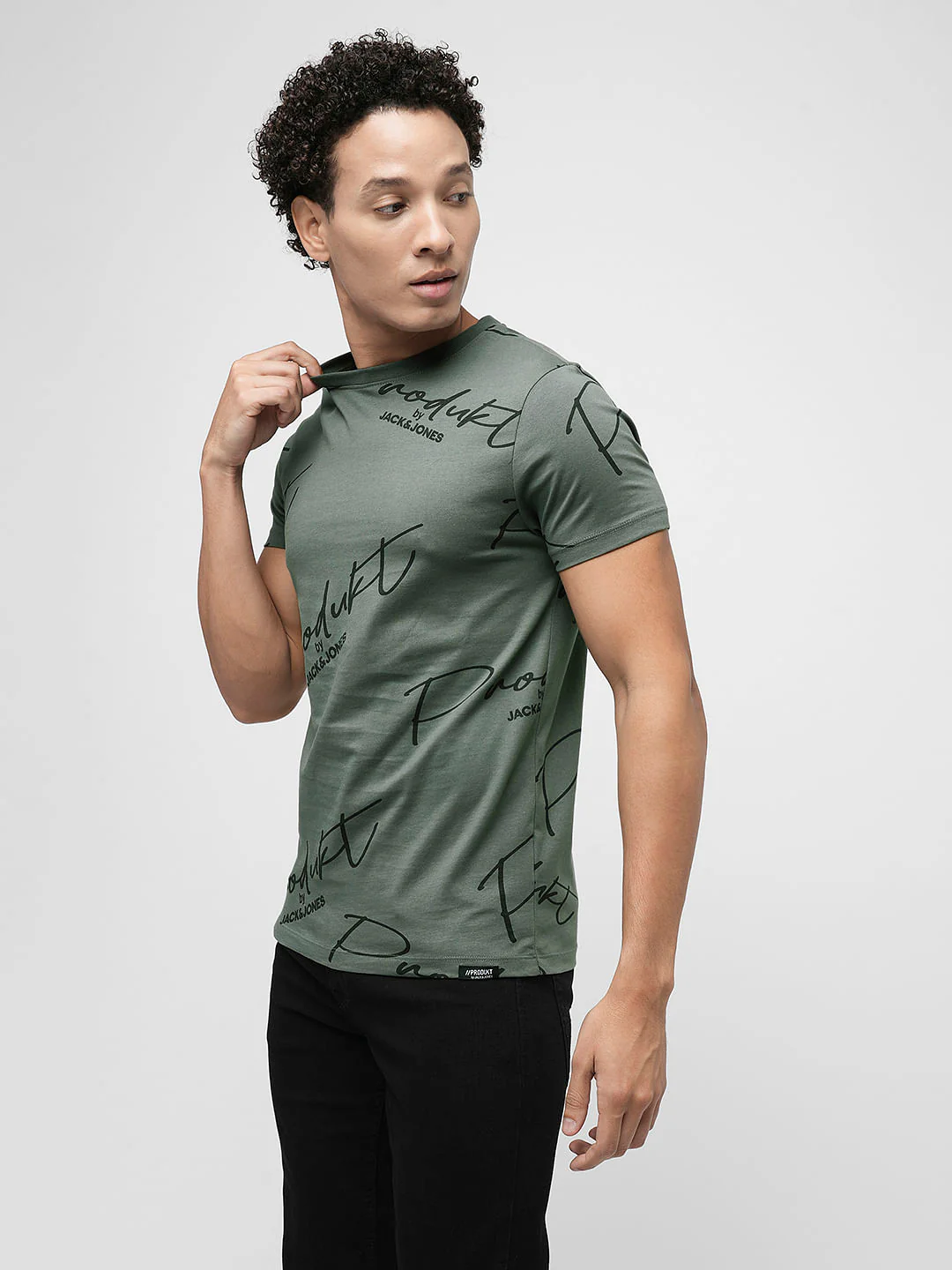 PRODUKT by JACK&JONES Dark Grey Logo Crew Neck T-shirt - Image 3