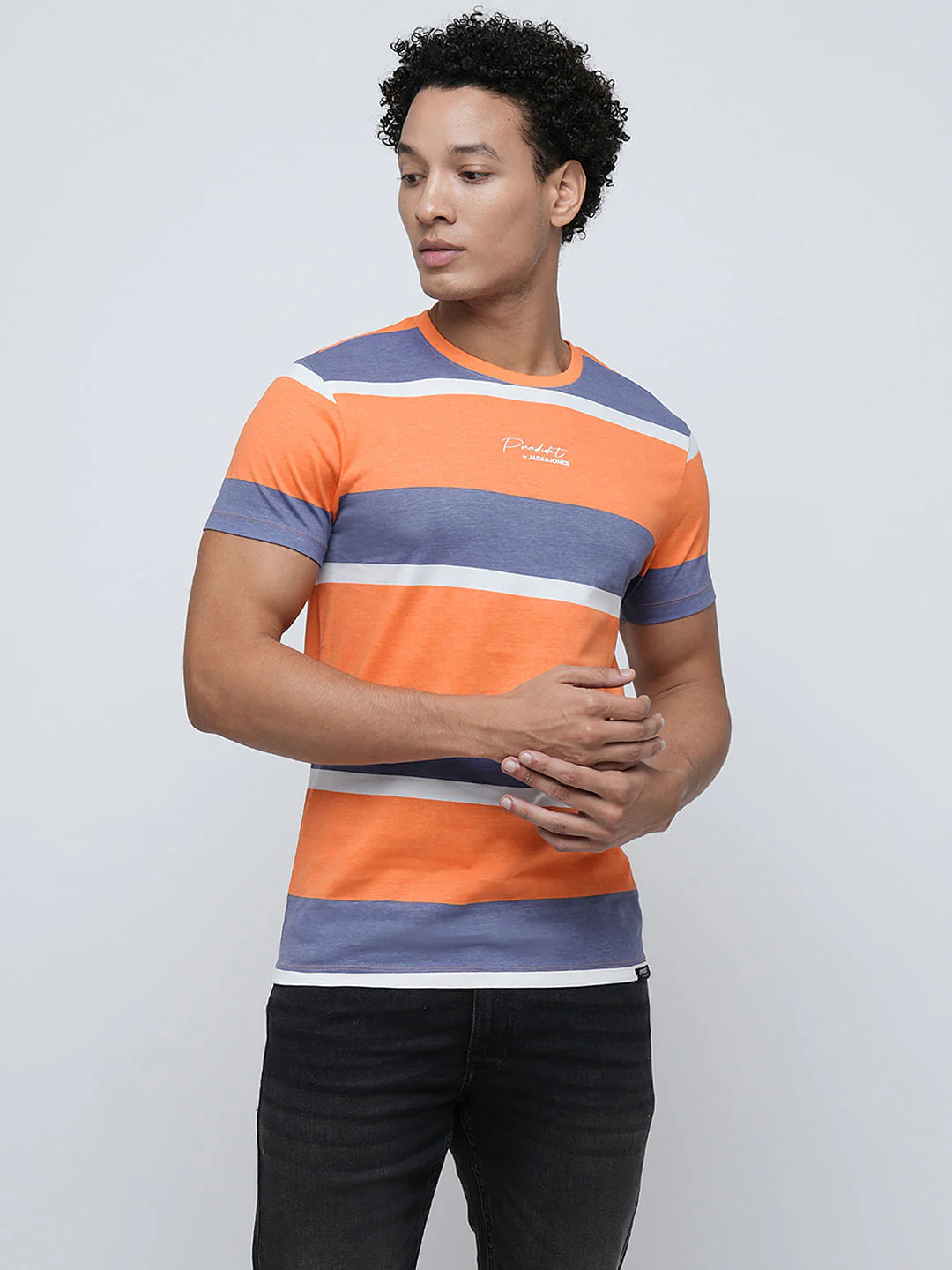 PRODUKT by JACK&JONES Orange Colourblocked Crew Neck T-shirt - Image 2