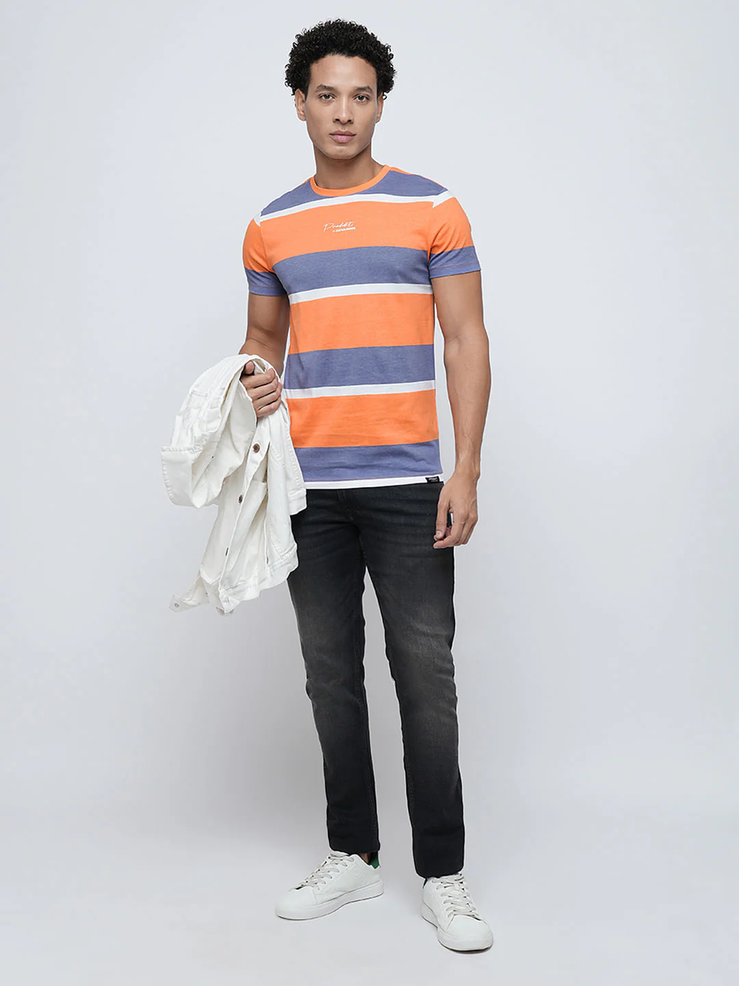 PRODUKT by JACK&JONES Orange Colourblocked Crew Neck T-shirt - Image 5