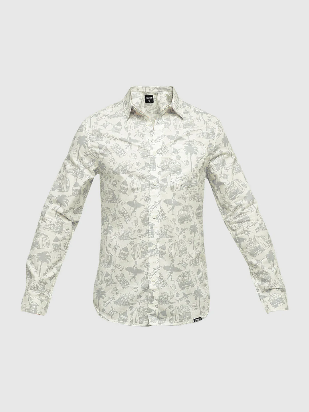 PRODUKT by JACK&JONES Off-White Printed Full Sleeves Shirt - Image 7