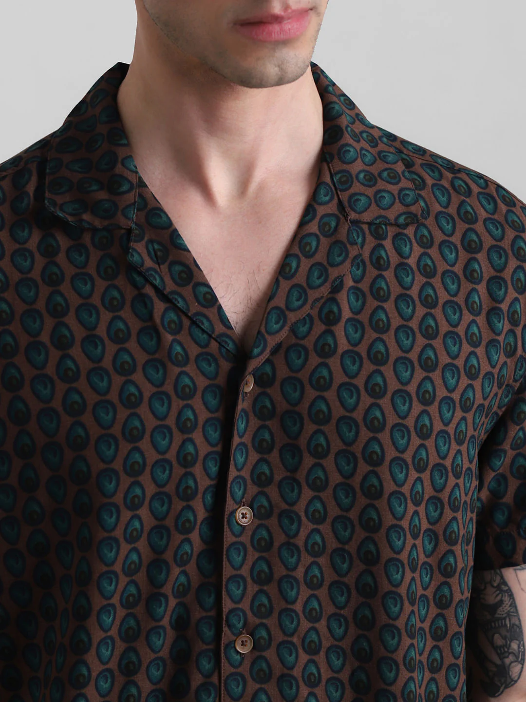 PRODUKT by JACK&JONES Brown Printed Short Sleeves Shirt - Image 5