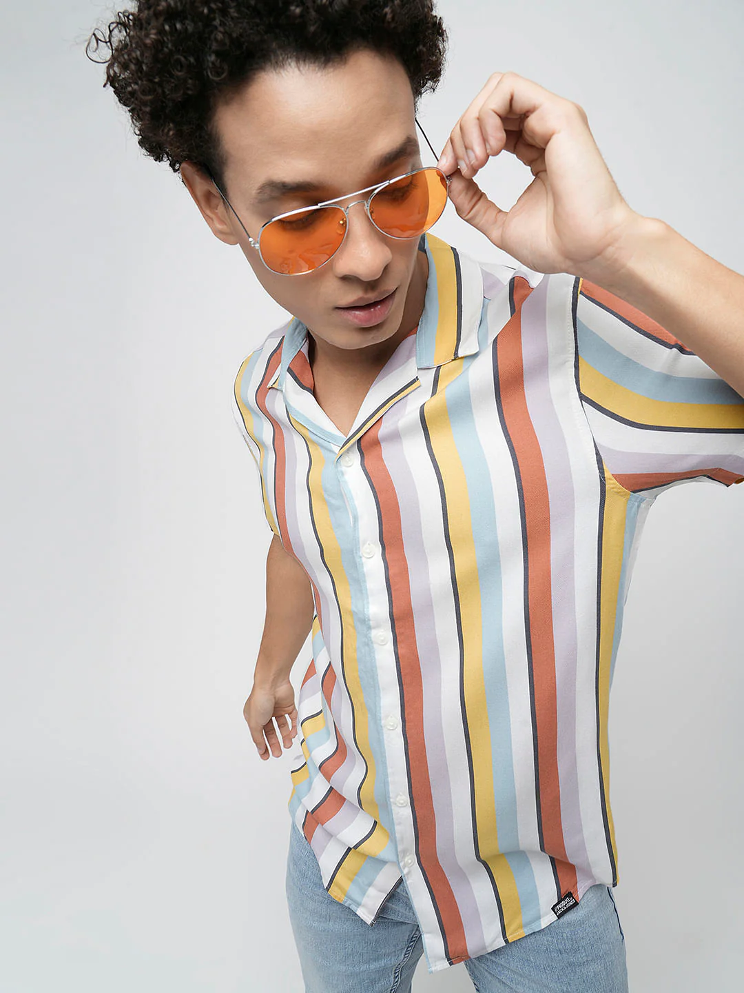 PRODUKT by JACK&JONES Yellow Striped Short Sleeves Shirt
