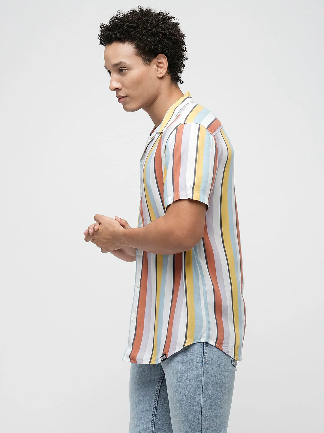 PRODUKT by JACK&JONES Yellow Striped Short Sleeves Shirt - Image 3