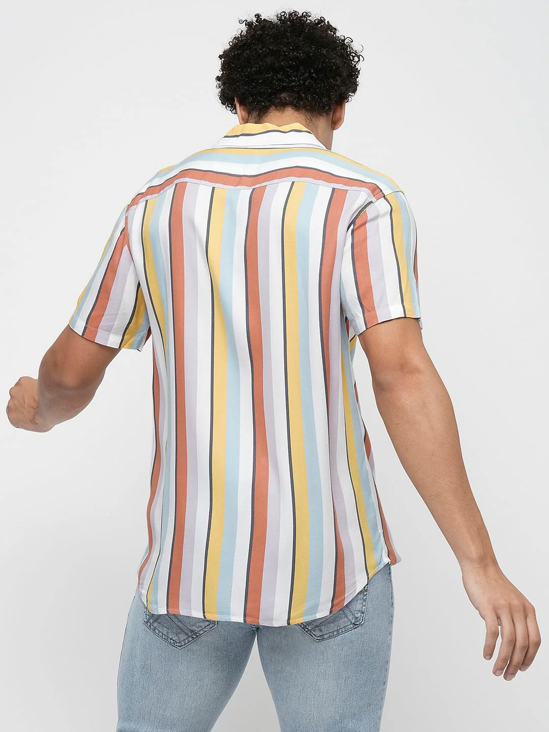 PRODUKT by JACK&JONES Yellow Striped Short Sleeves Shirt - Image 4