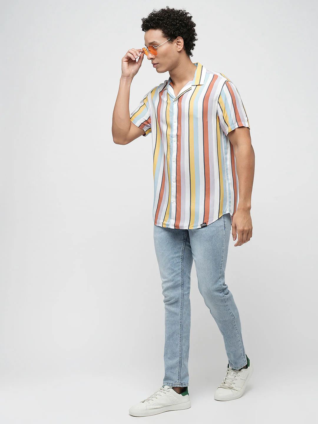 PRODUKT by JACK&JONES Yellow Striped Short Sleeves Shirt - Image 5