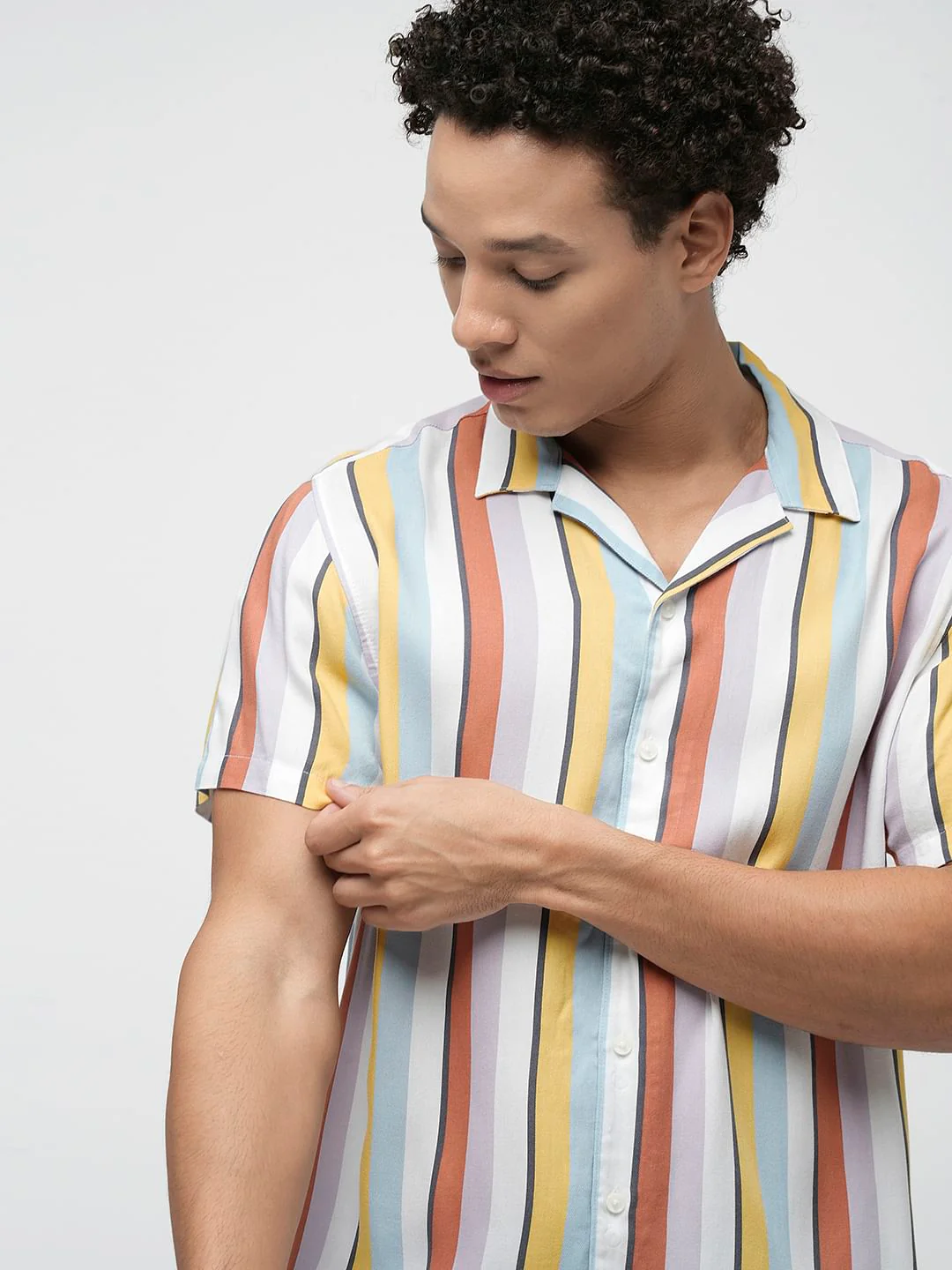 PRODUKT by JACK&JONES Yellow Striped Short Sleeves Shirt - Image 6