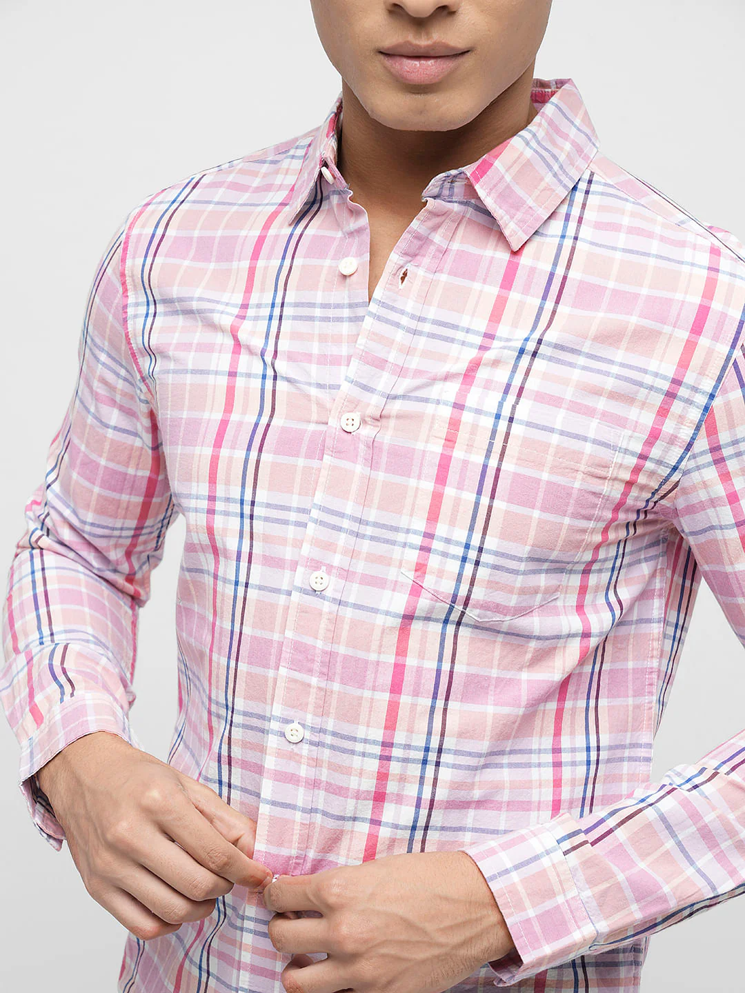 PRODUKT by JACK&JONES Pink Check Full Sleeves Shirt - Image 6