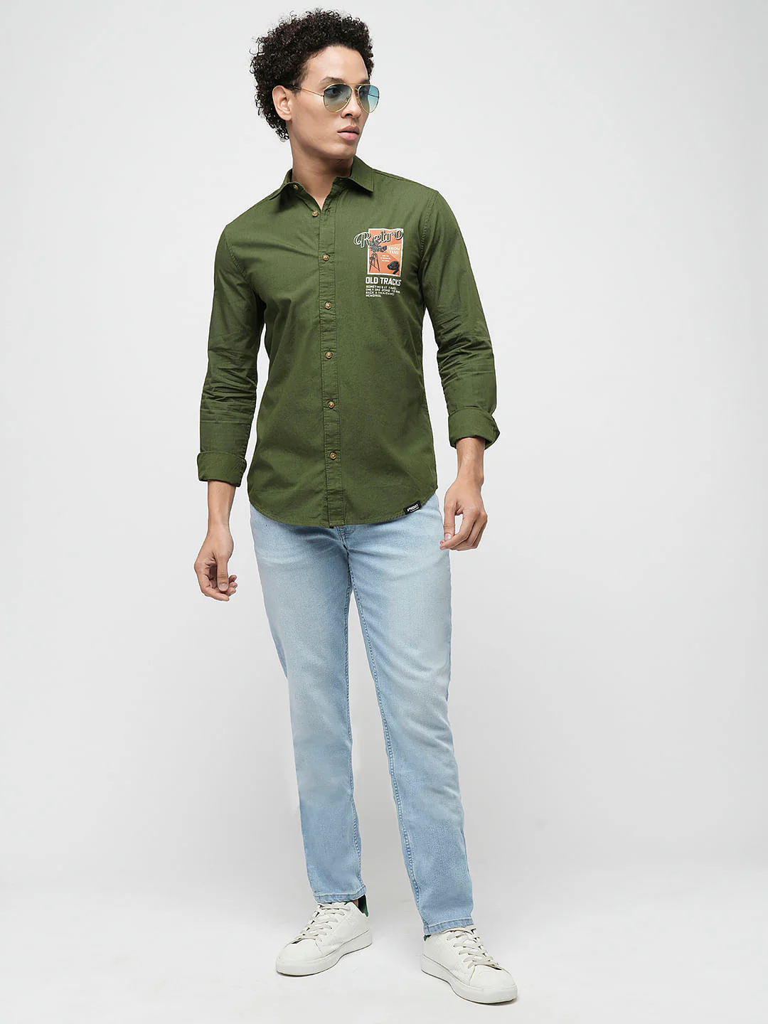 PRODUKT by JACK&JONES Green Printed Full Sleeves Shirt - Image 5
