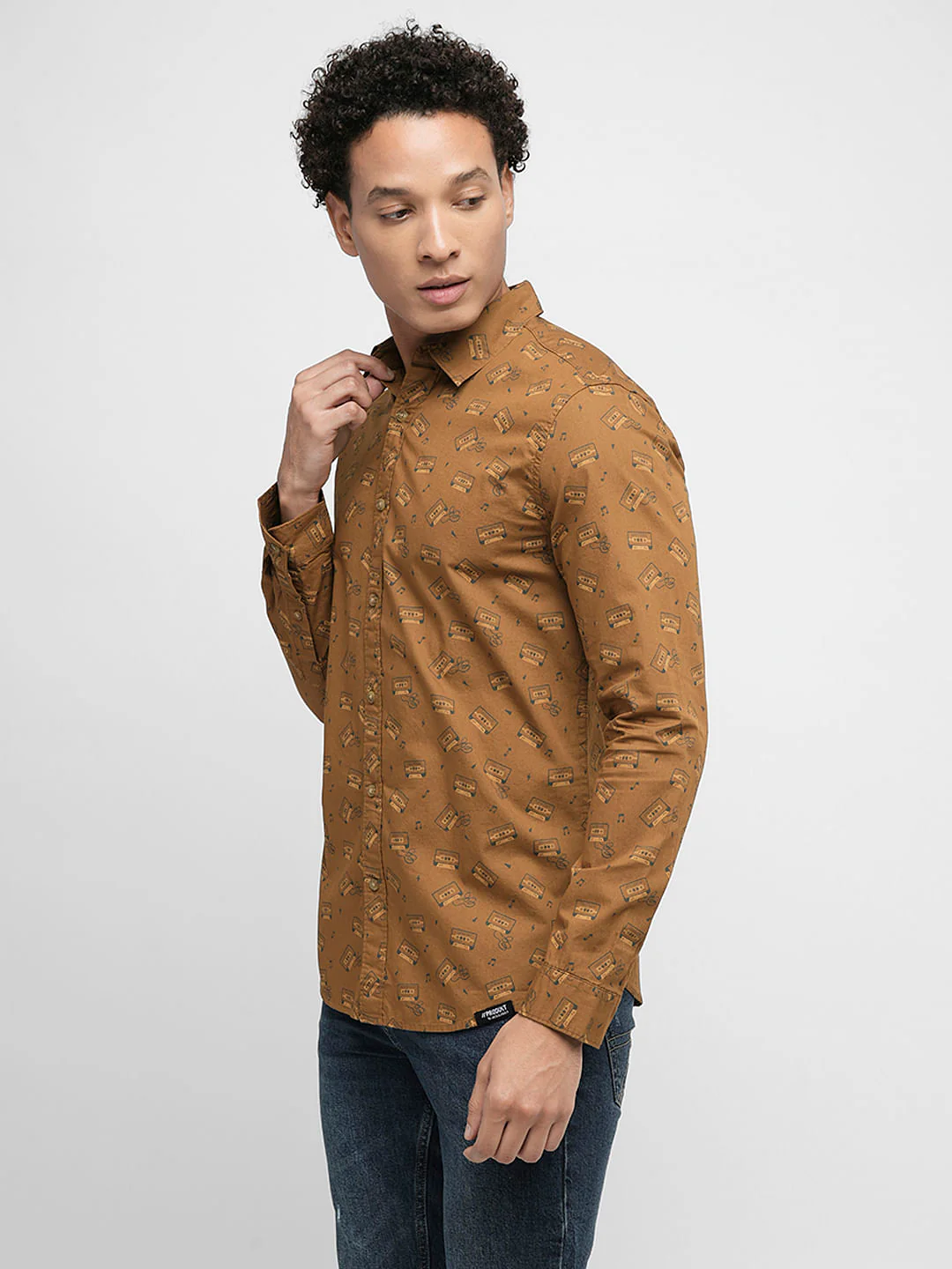 PRODUKT by JACK&JONES Brown Printed Full Sleeves Shirt - Image 3