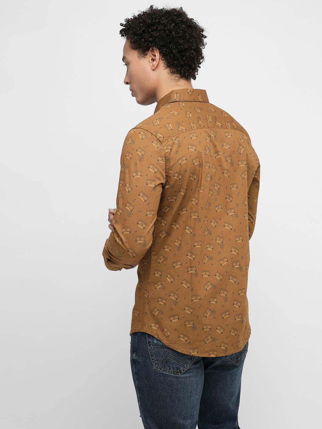 PRODUKT by JACK&JONES Brown Printed Full Sleeves Shirt - Image 4