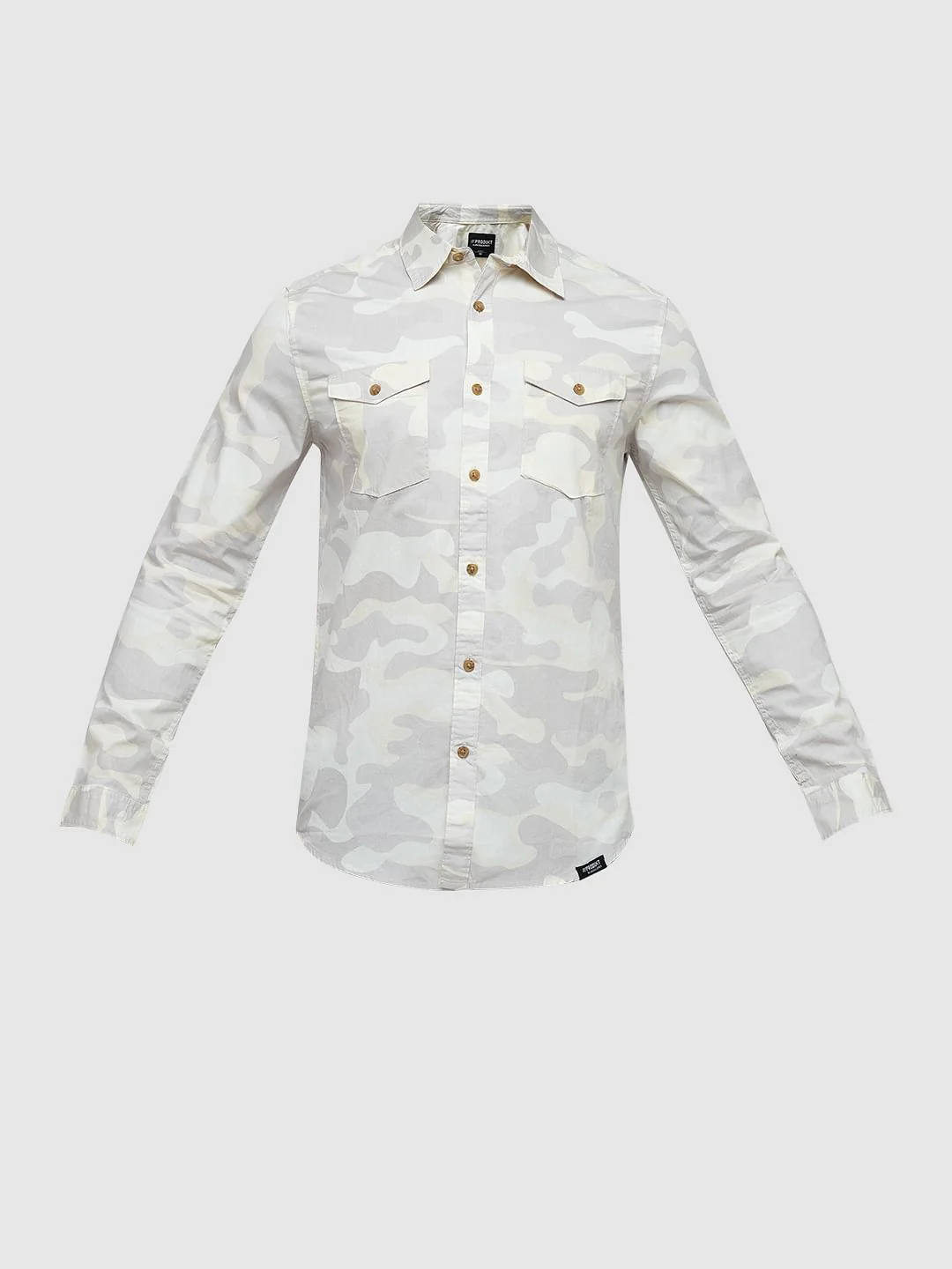 PRODUKT by JACK&JONES Beige Camo Print Cotton Shirt - Image 7