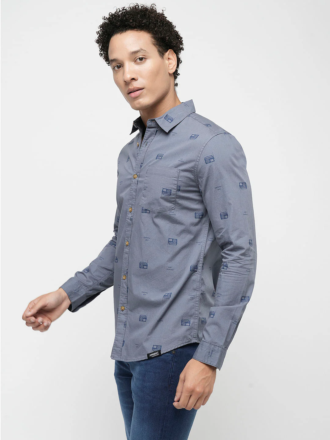 PRODUKT by JACK&JONES Blue Printed Full Sleeves Shirt - Image 3