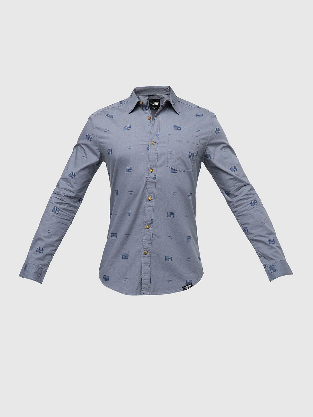 PRODUKT by JACK&JONES Blue Printed Full Sleeves Shirt - Image 7