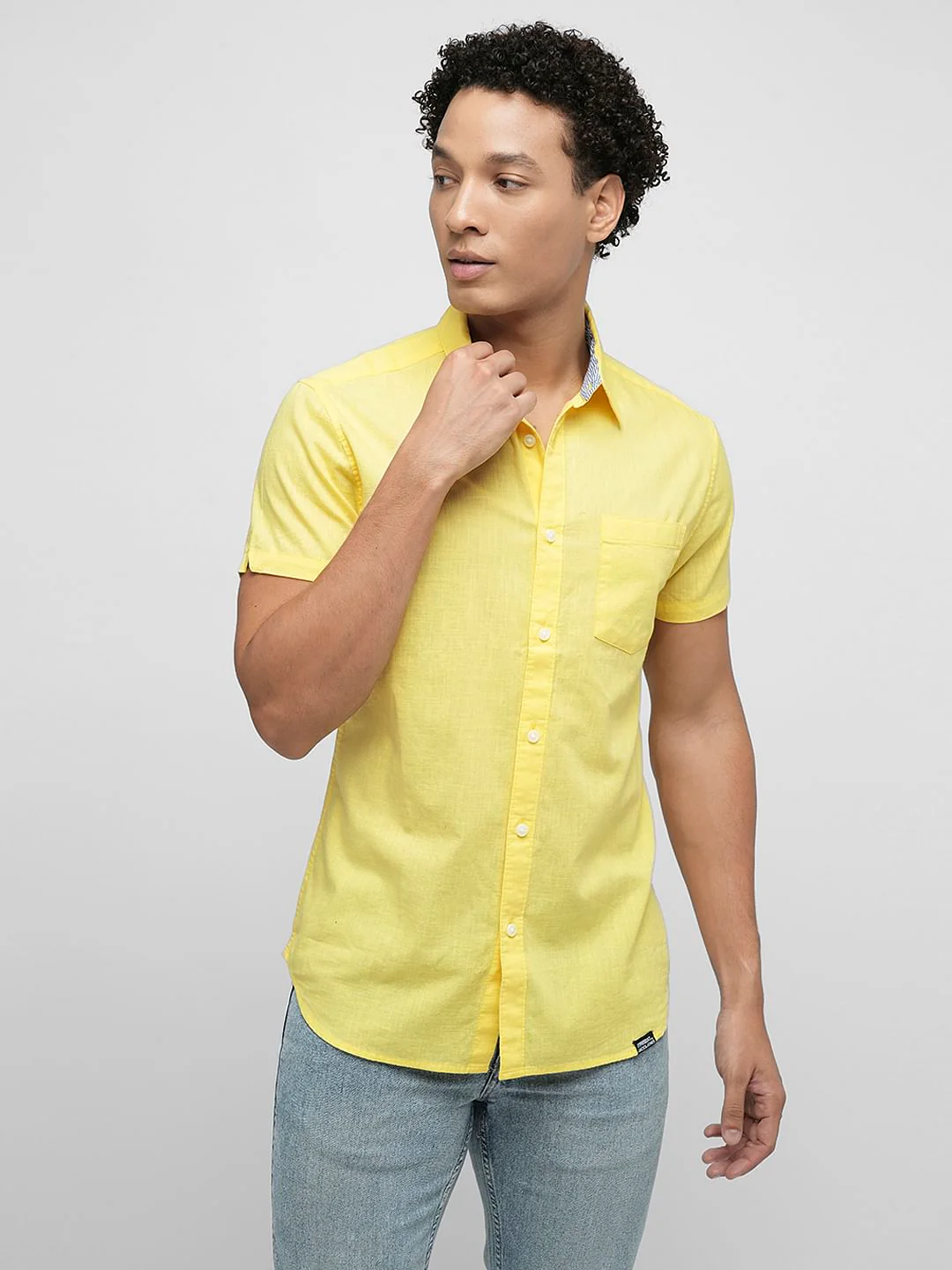 PRODUKT by JACK&JONES Yellow Cotton Short Sleeves Shirt - Image 2