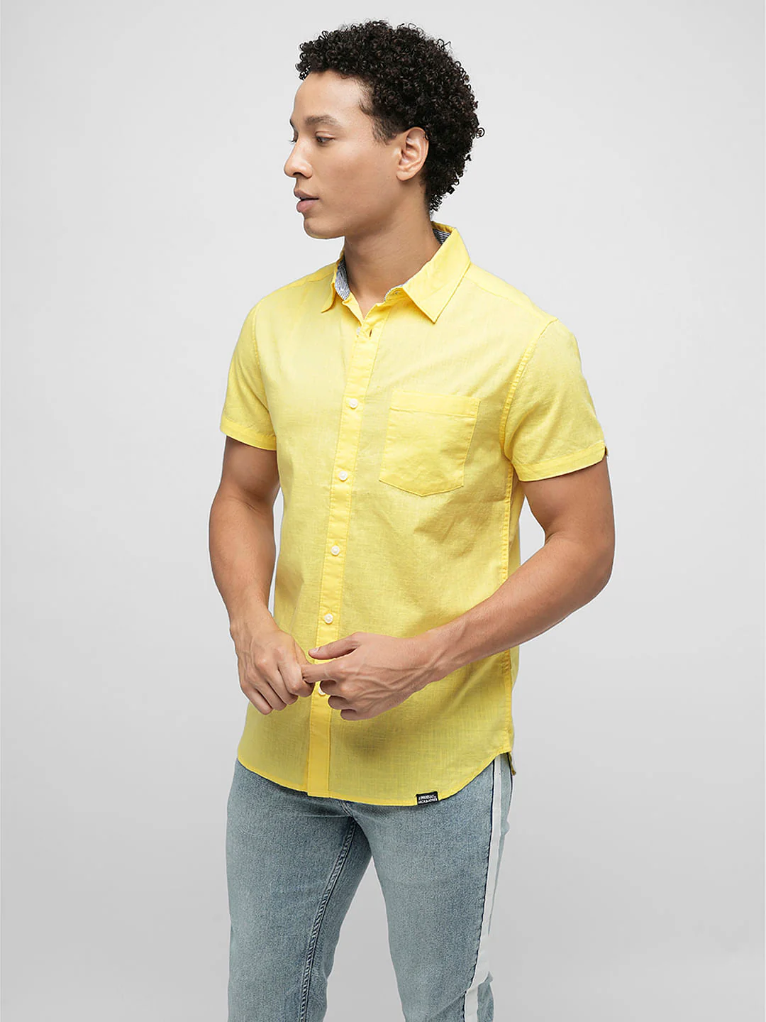 PRODUKT by JACK&JONES Yellow Cotton Short Sleeves Shirt - Image 3