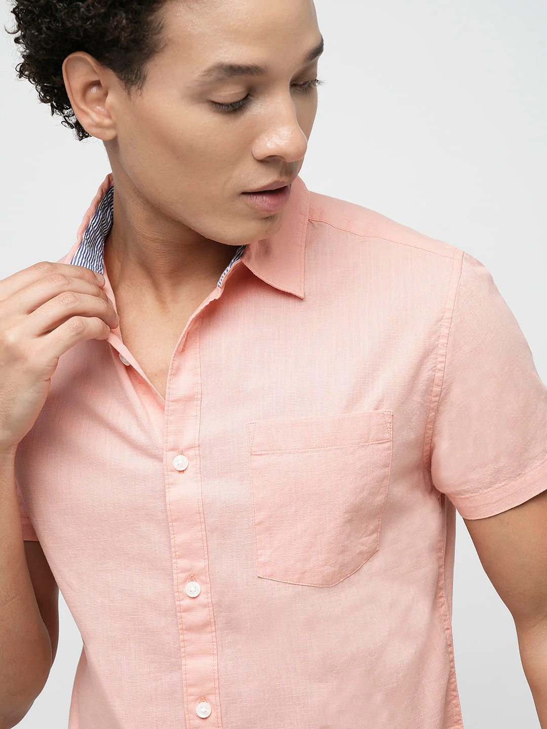 PRODUKT by JACK&JONES Peach Cotton Short Sleeves Shirt - Image 6