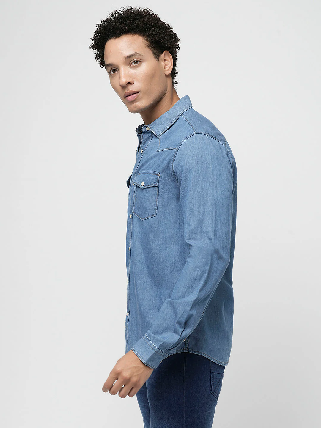 PRODUKT by JACK&JONES Light Blue Full Sleeves Denim Shirt - Image 3
