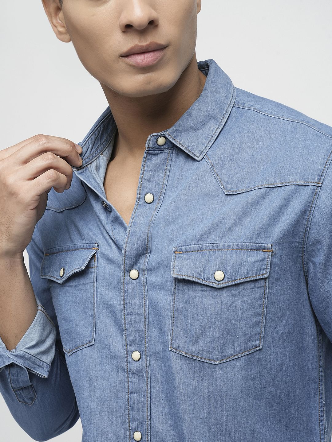 PRODUKT by JACK&JONES Light Blue Full Sleeves Denim Shirt - Image 6