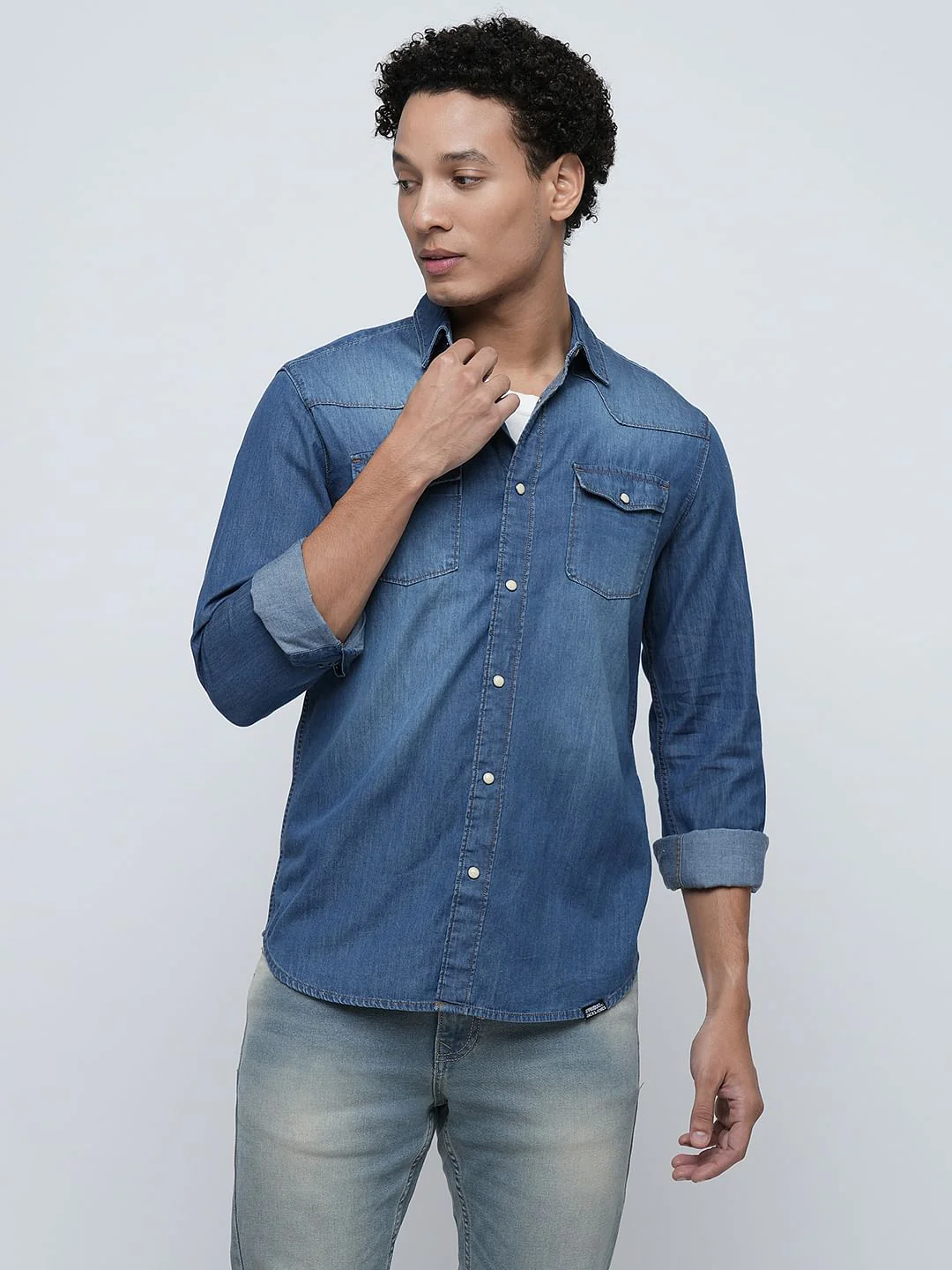 PRODUKT by JACK&JONES Blue Denim Full Sleeves Shirt - Image 2
