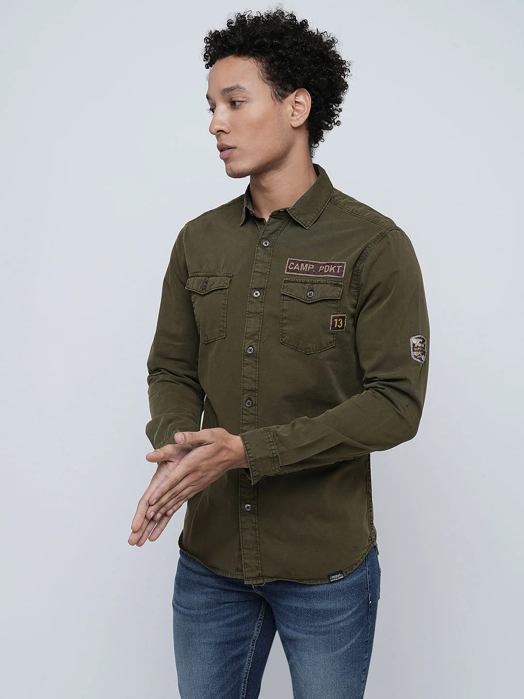 PRODUKT by JACK&JONES Green Printed Full Sleeves Shirt - Image 3