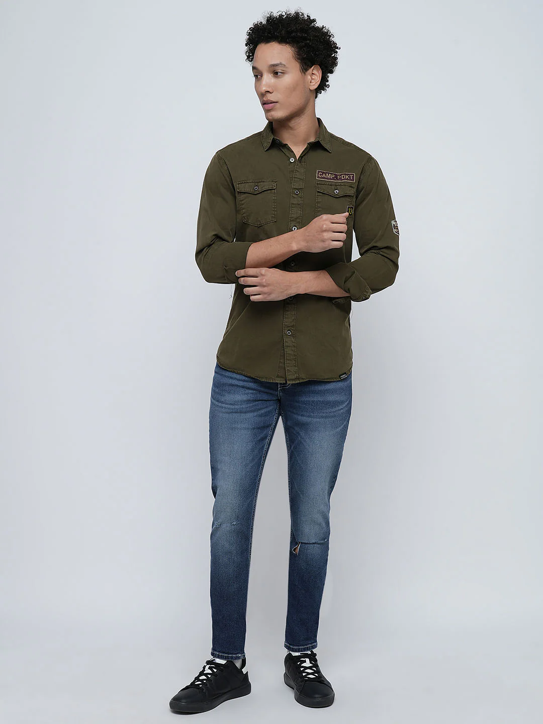 PRODUKT by JACK&JONES Green Printed Full Sleeves Shirt - Image 5