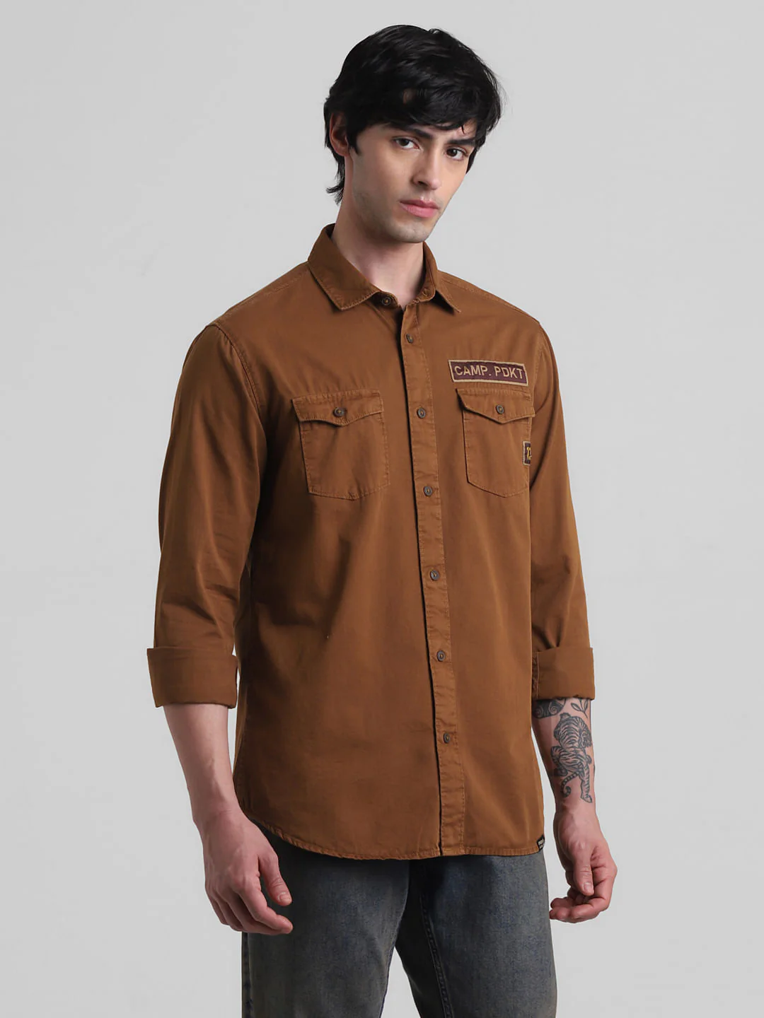 PRODUKT by JACK&JONES Dark Brown Full Sleeves Shirt - Image 2
