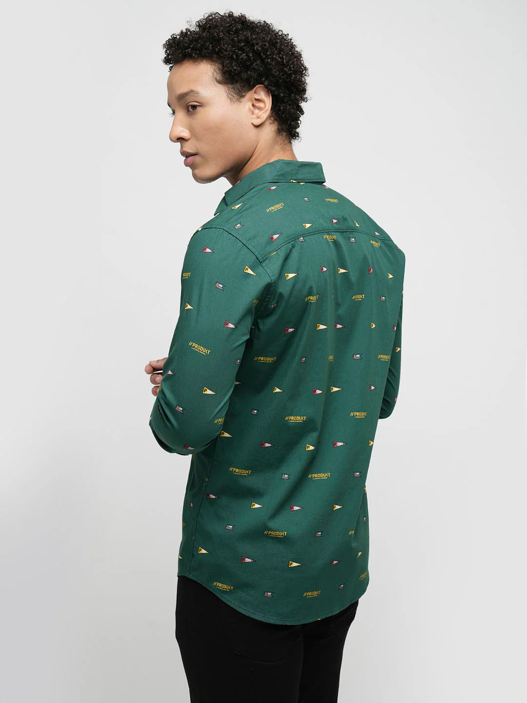 PRODUKT by JACK&JONES Dark Green Printed Full Sleeves Shirt - Image 4