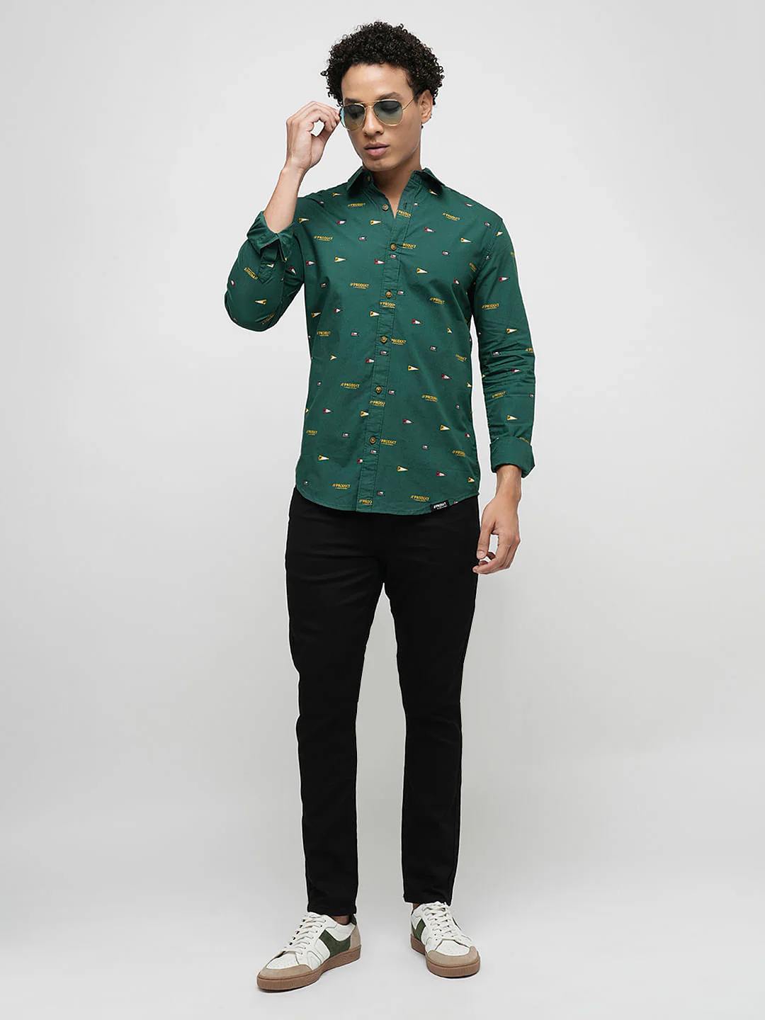 PRODUKT by JACK&JONES Dark Green Printed Full Sleeves Shirt - Image 5