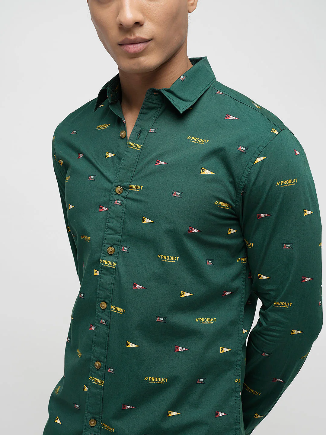 PRODUKT by JACK&JONES Dark Green Printed Full Sleeves Shirt - Image 6