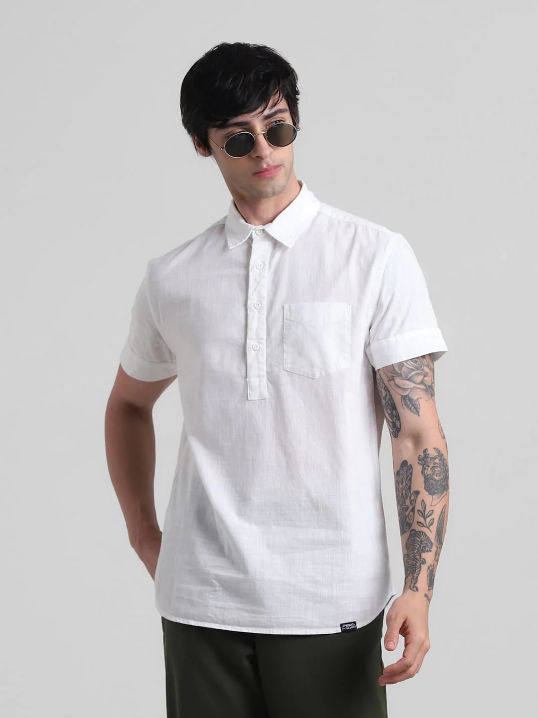 PRODUKT by JACK&JONES White Cotton Short Sleeves Shirt