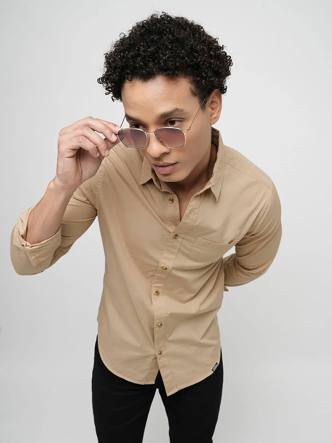 PRODUKT by JACK&JONES Brown Cotton Full Sleeves Shirt