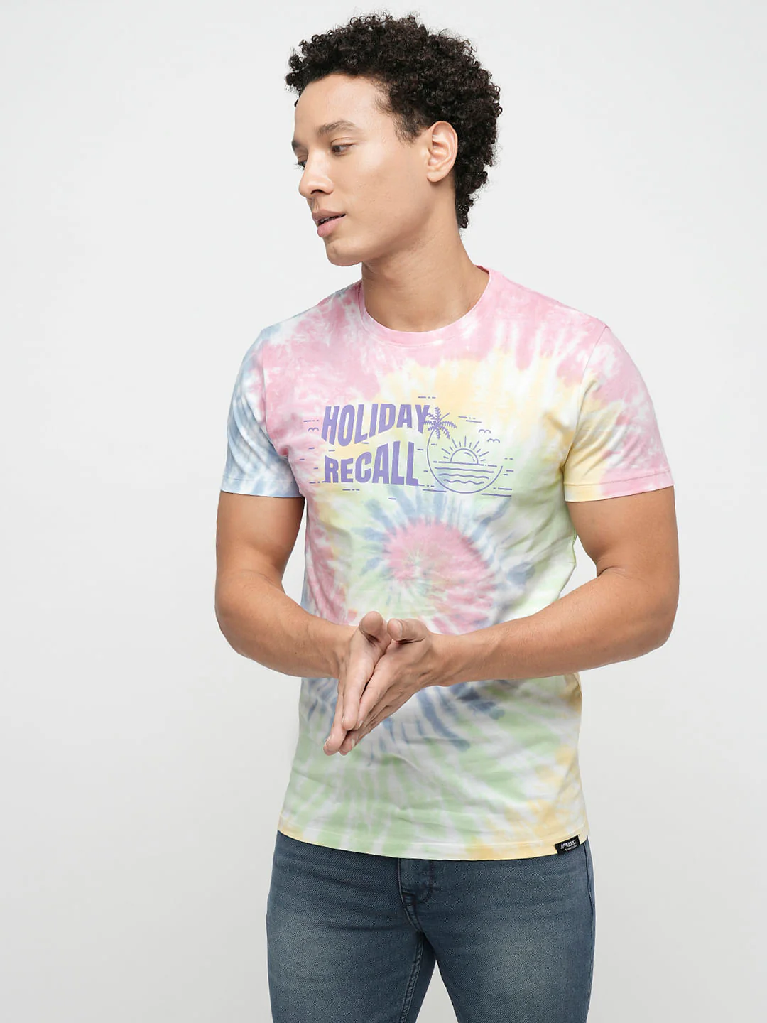 PRODUKT by JACK&JONES Pink Printed Crew Neck T-shirt - Image 3
