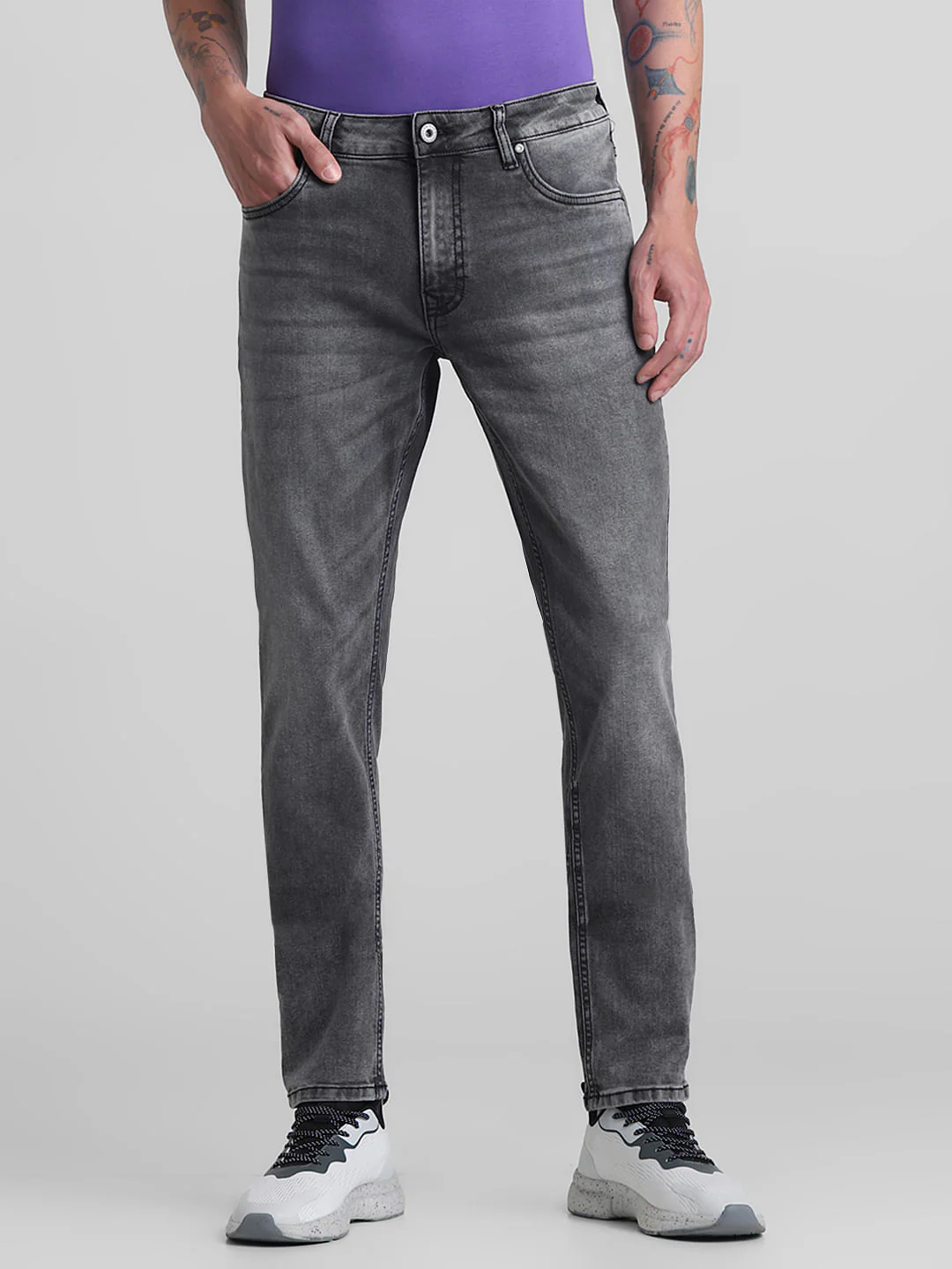Grey Low Rise Ben Skinny Fit Jeans