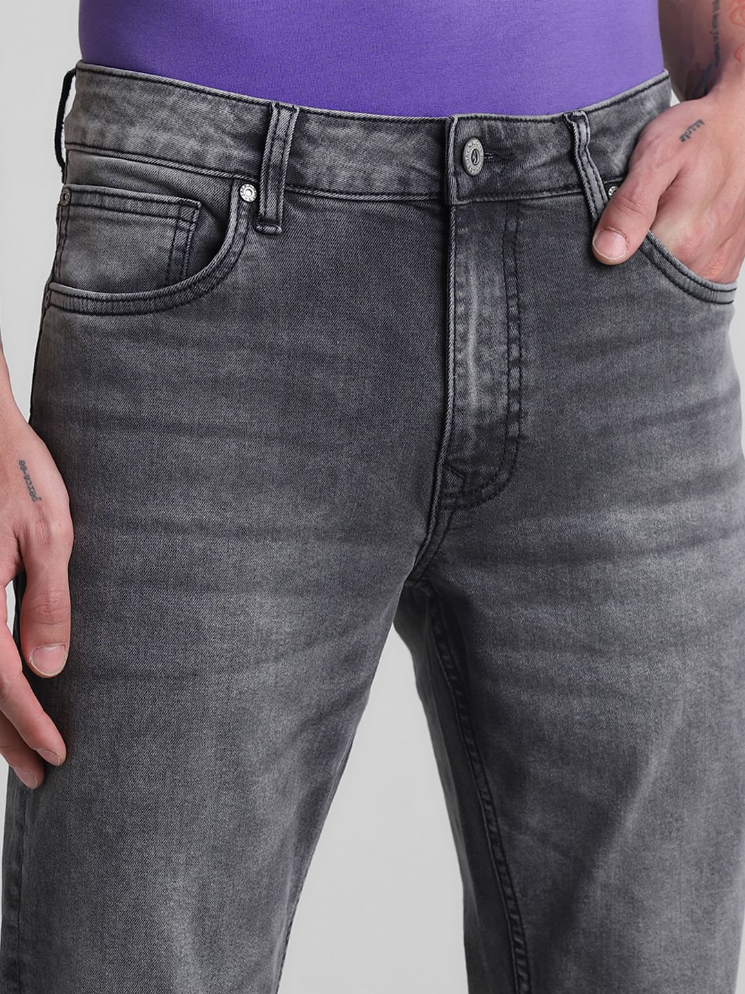 Grey Low Rise Ben Skinny Fit Jeans - Image 4