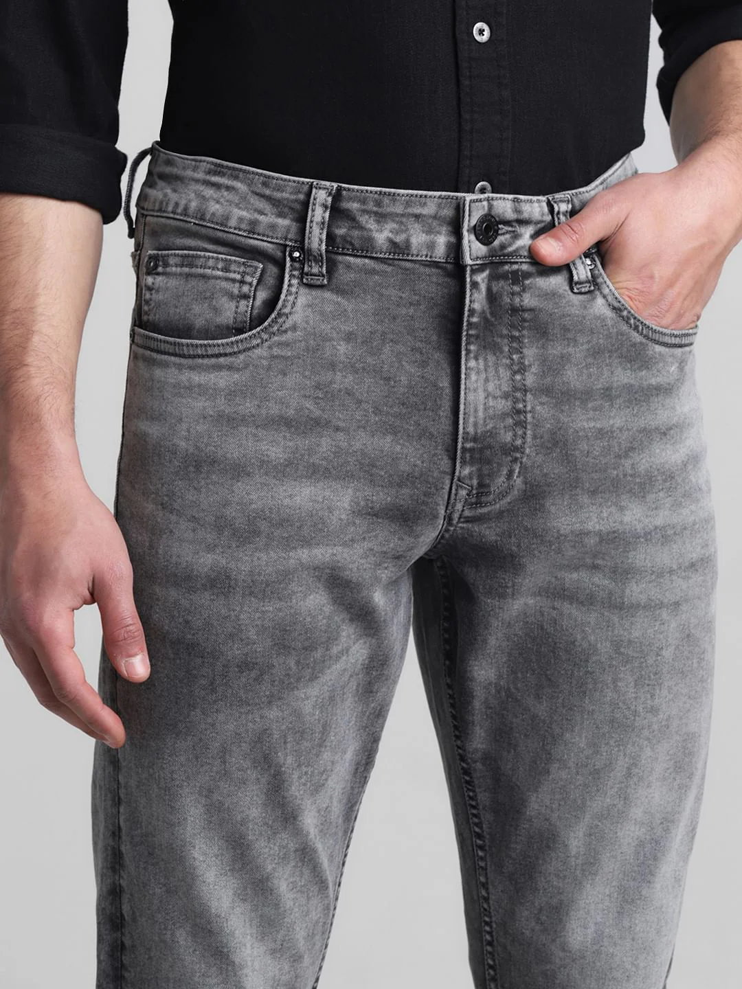 Light Grey Low Rise Glenn Slim Fit Jeans - Image 4