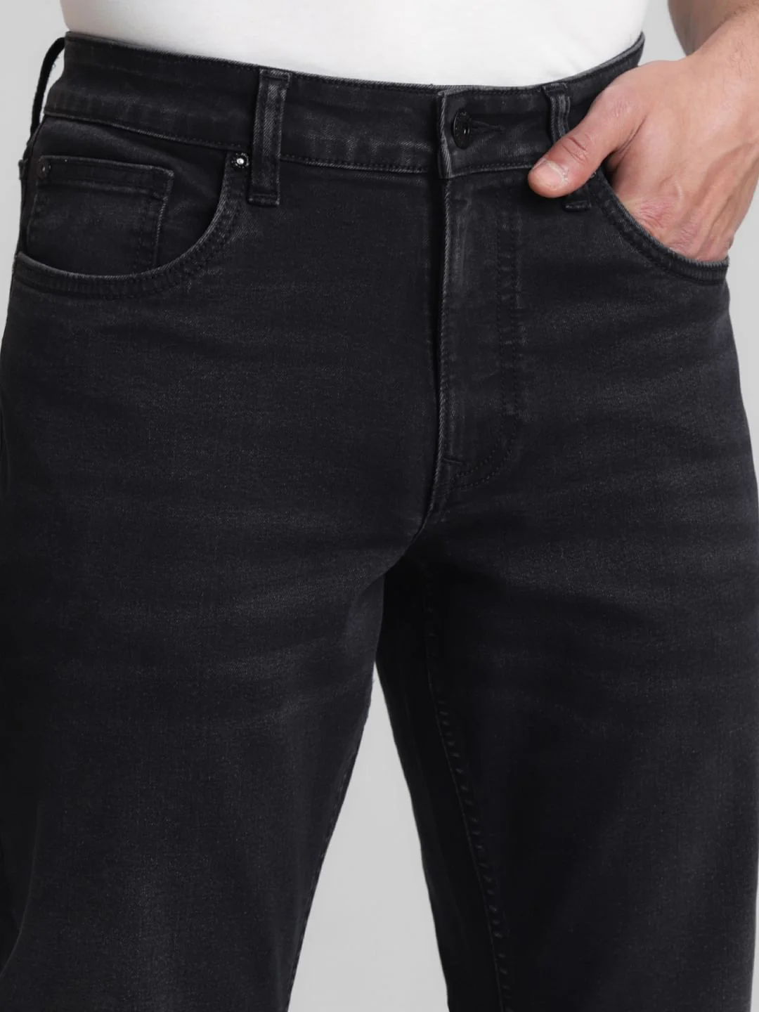 Dark Grey Mid Rise Clark Regular Fit Jeans - Image 4