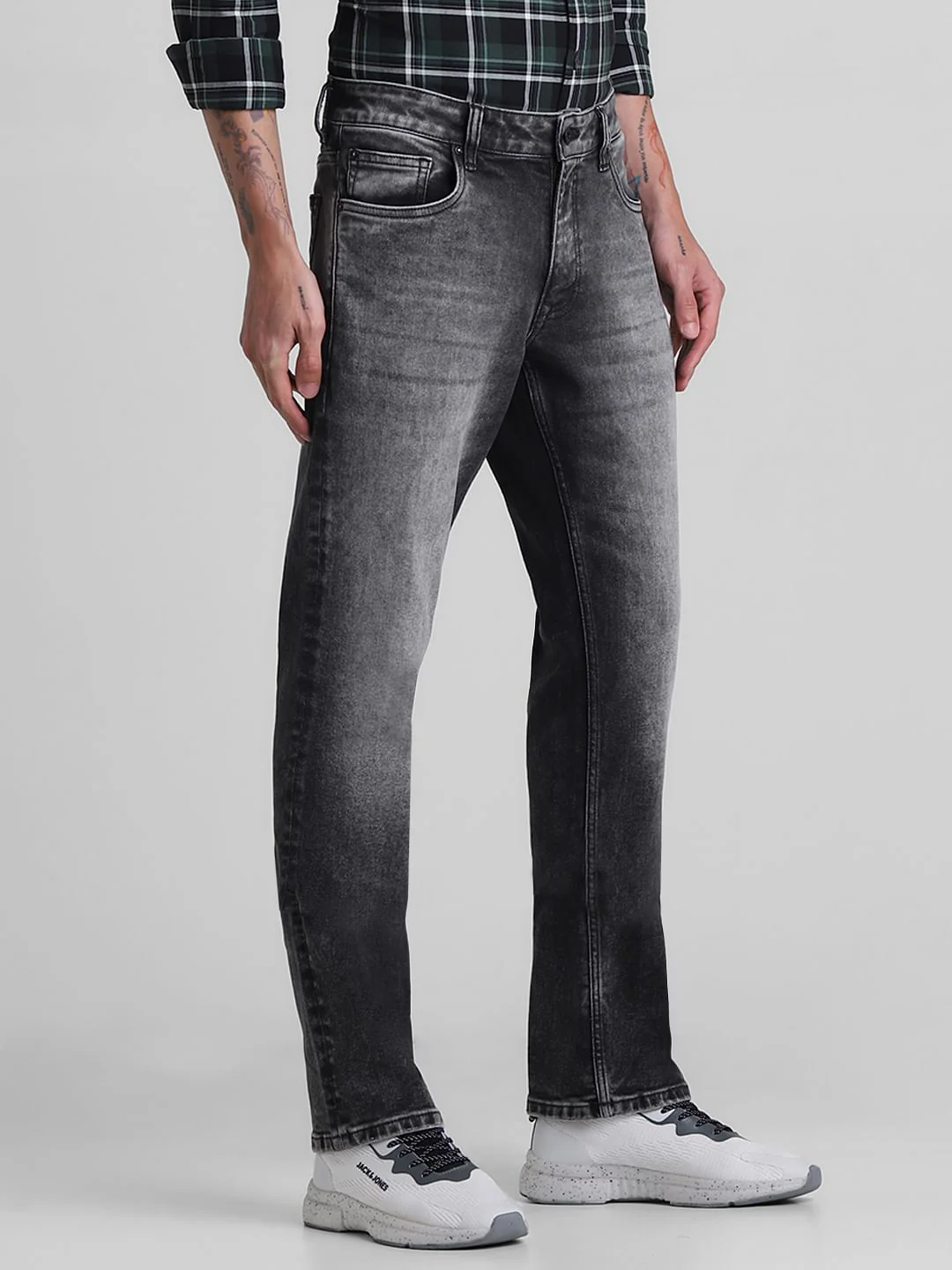 Grey Mid Rise Washed Clark Regular Fit Jeans - Image 2