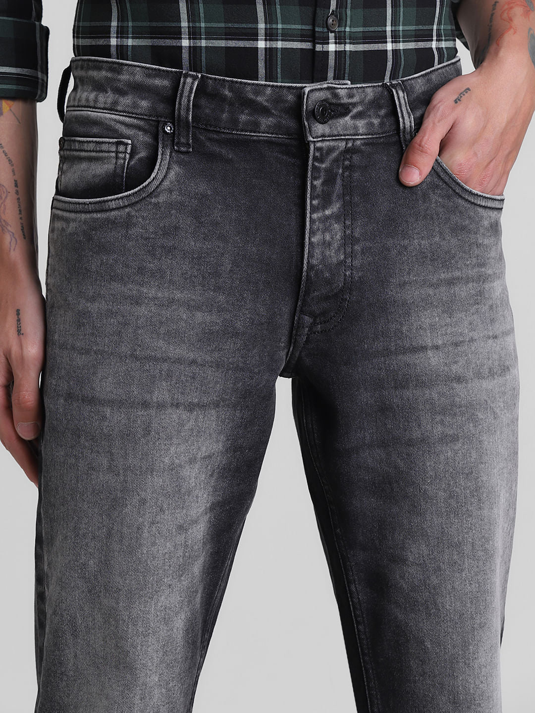 Grey Mid Rise Washed Clark Regular Fit Jeans - Image 4