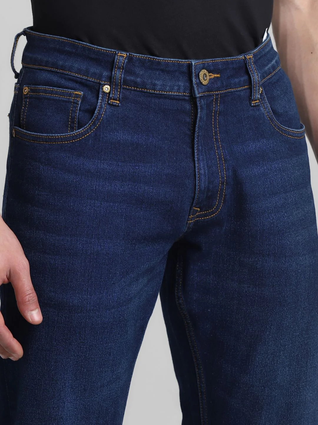 Dark Blue Mid Rise Clark Regular Fit Jeans - Image 4
