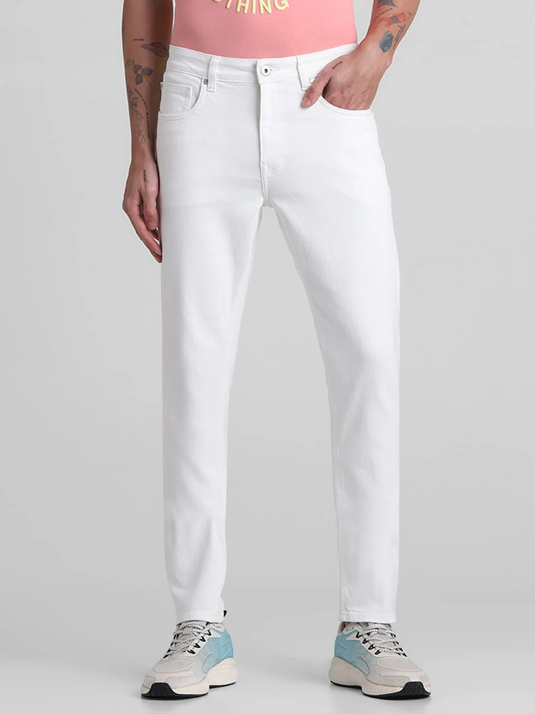 White Low Rise Ben Skinny Fit Jeans