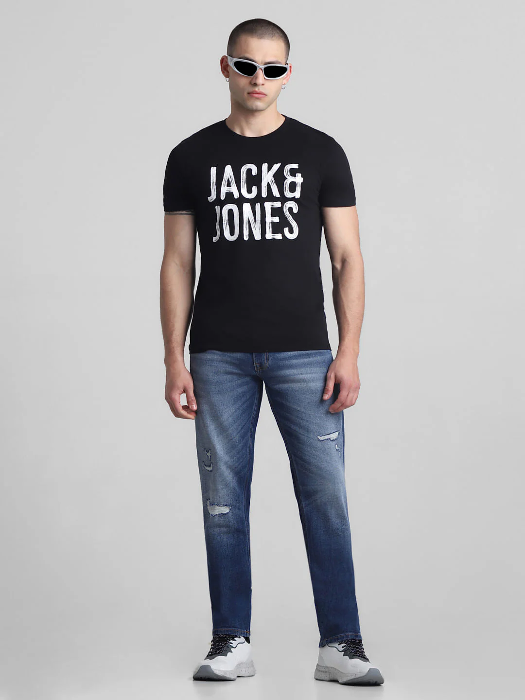 Blue Low Rise Distressed Tim Anti Fit Jeans - Image 5
