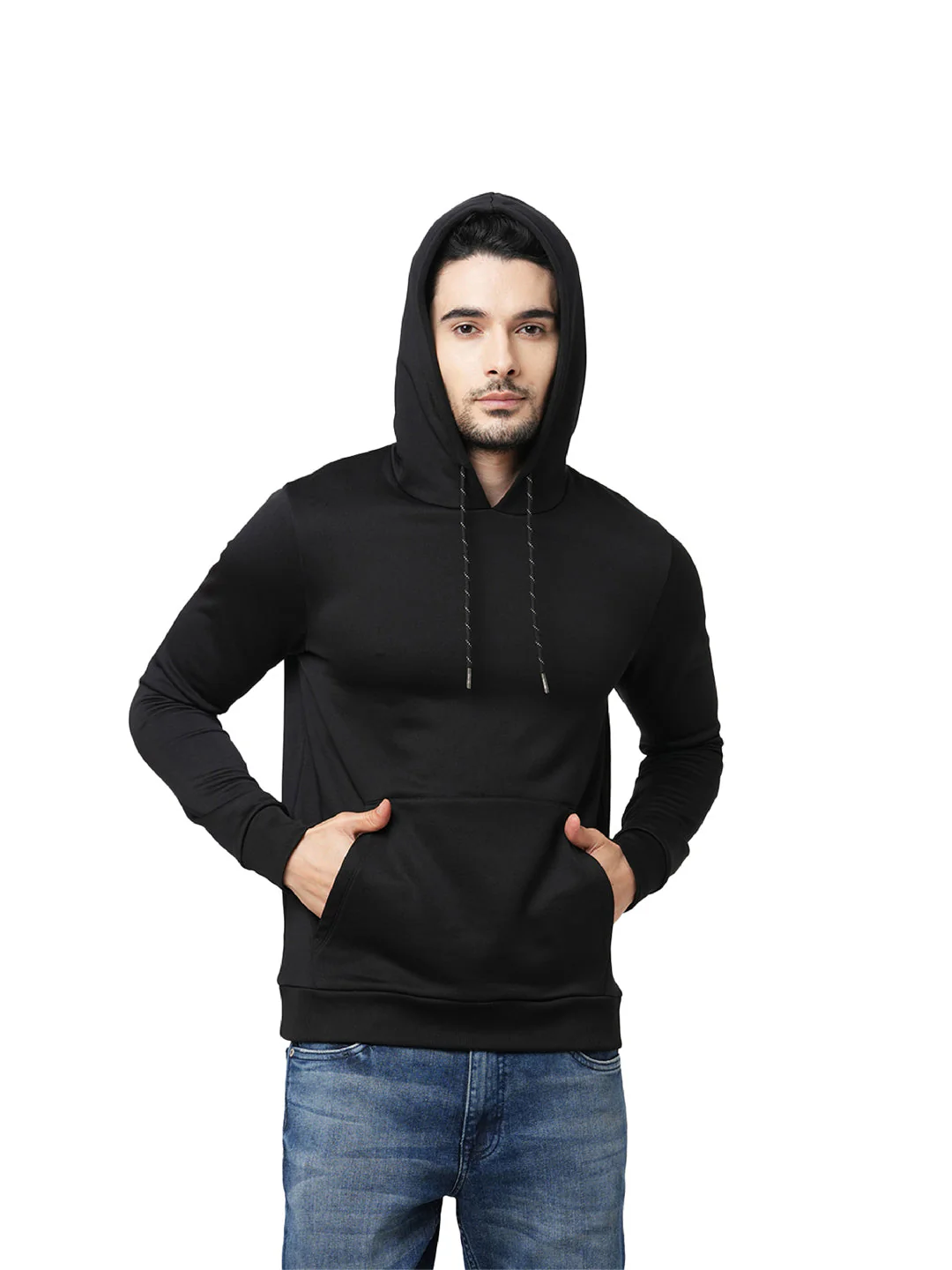 Black Regular Fit Hooded Jacket - Image 3