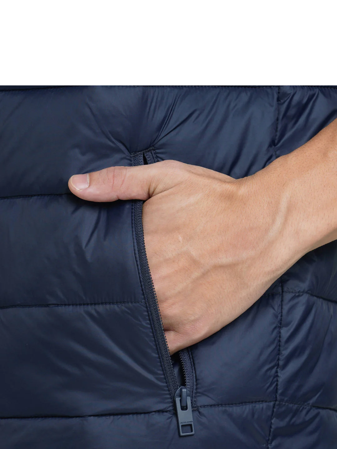 Navy Blue High-Neck Sleeveless Puffer Vest - Image 6