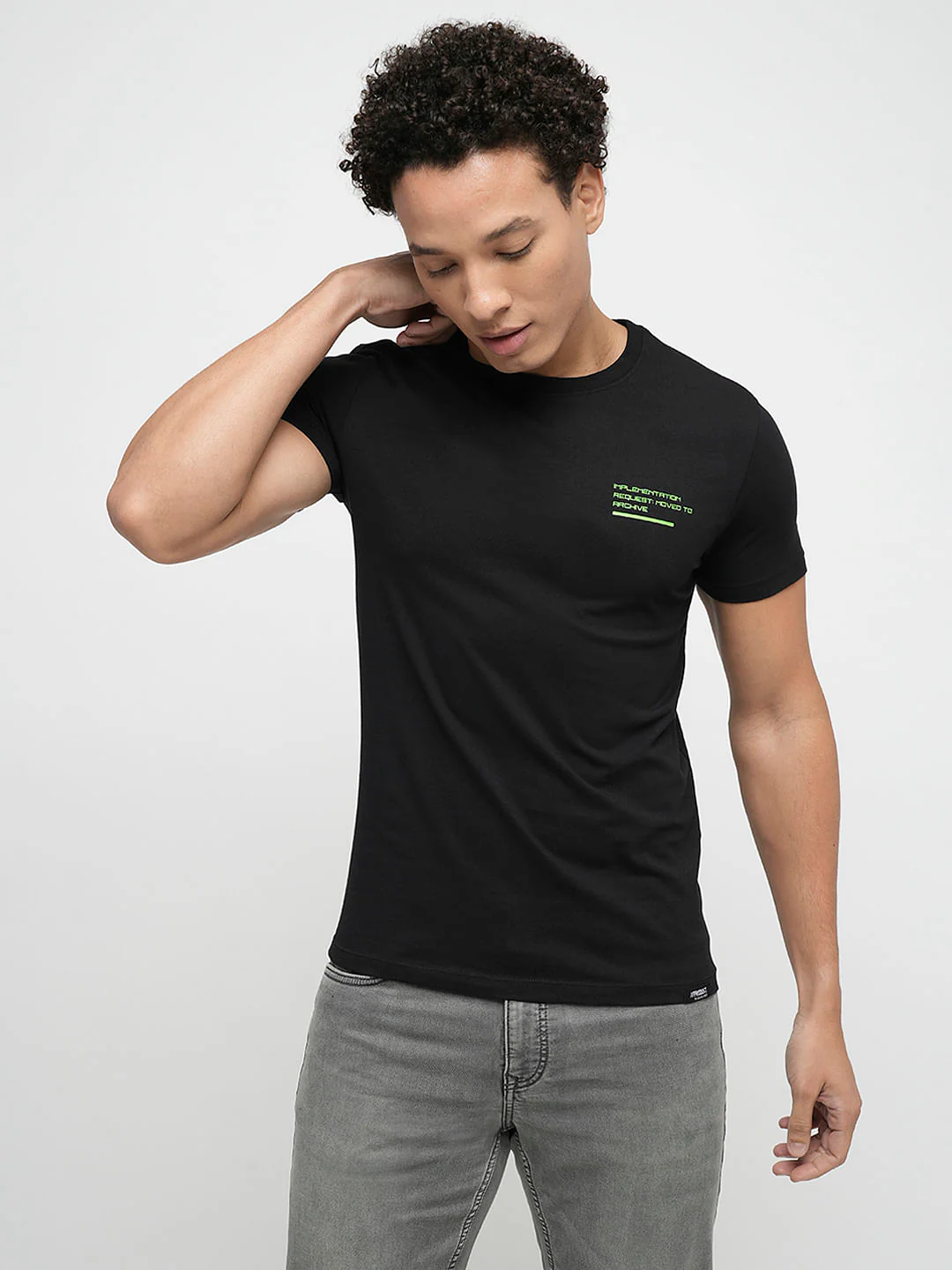PRODUKT by JACK&JONES Black Printed Crew Neck T-shirt - Image 2