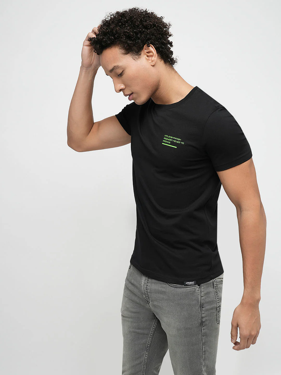 PRODUKT by JACK&JONES Black Printed Crew Neck T-shirt - Image 3