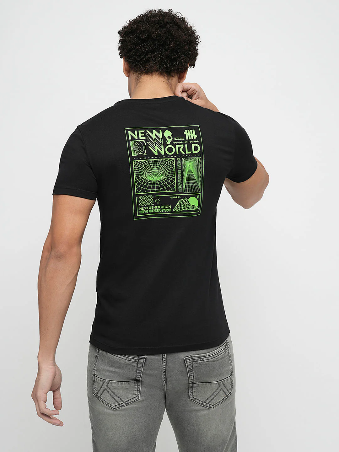 PRODUKT by JACK&JONES Black Printed Crew Neck T-shirt - Image 4