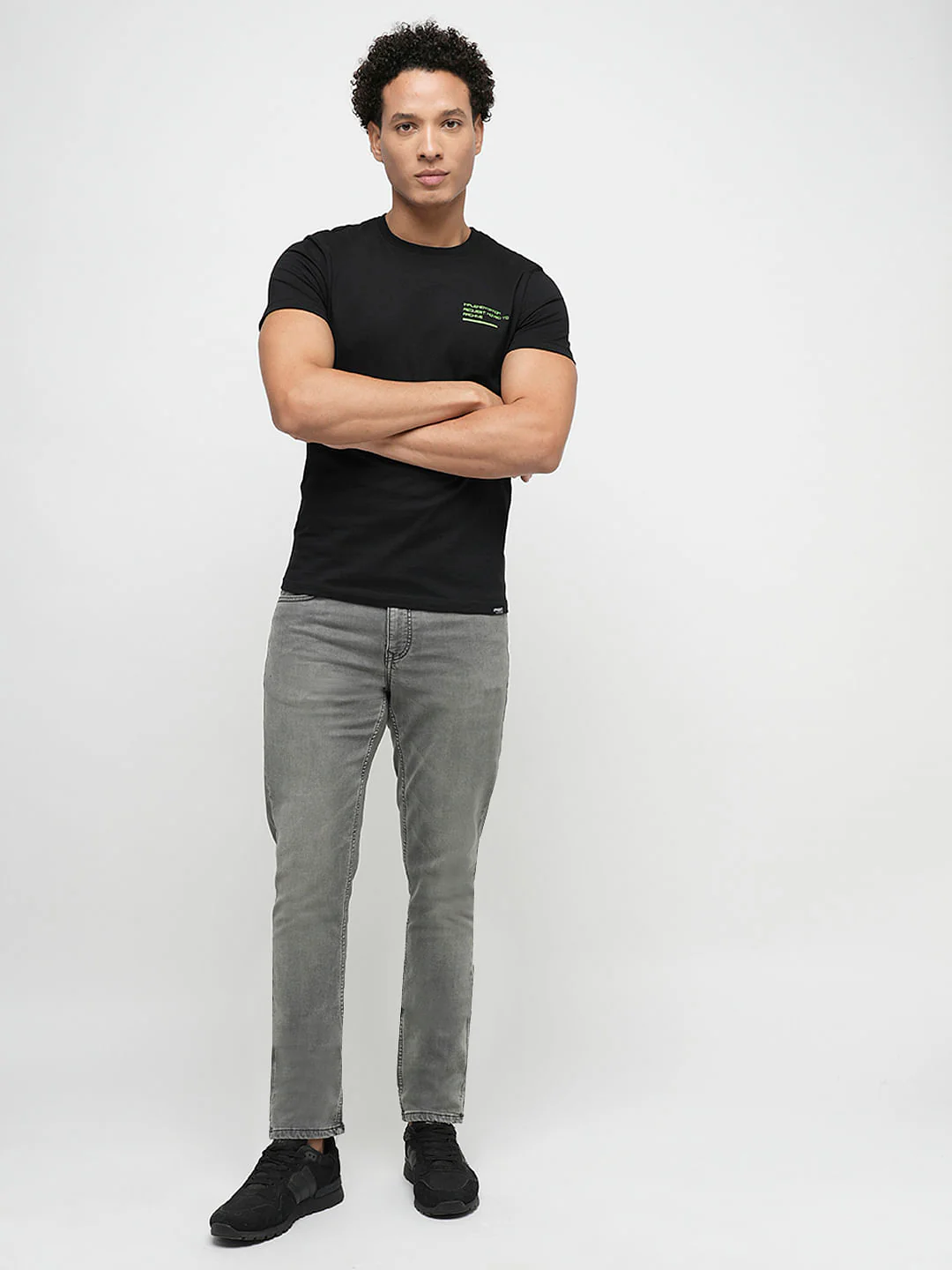 PRODUKT by JACK&JONES Black Printed Crew Neck T-shirt - Image 5