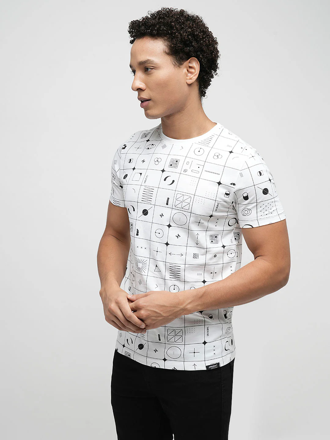 PRODUKT by JACK&JONES White Printed Crew Neck T-shirt - Image 3
